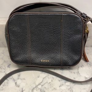 FOSSIL Pebble Leather Black Crossbody Bag